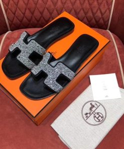 Hermes Oran Sandal Black For Women, Women’s Shoes H192000Z