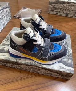 Gucci Ultrapace Mid-Top Sneakers Calfskin Leather Spring/Summer Collection, Black/Blue