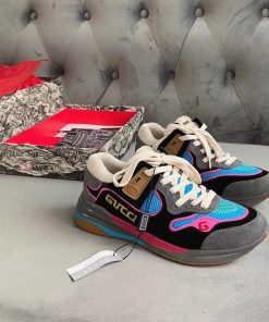 Gucci Ultrapace Sneakers ?592348 Calfskin Leather Spring/Summer 2020 Collection, Gray/Blue/Pink