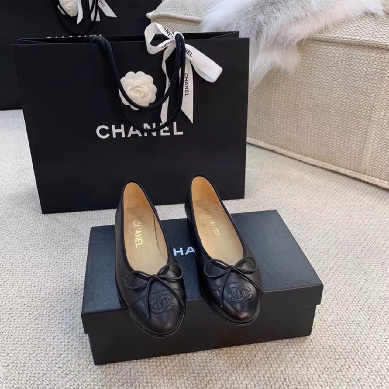 Chanel Ballerinas Black For Women, Women’s Shoes 0.4in/1cm G02819