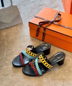 Hermes Thalassa Mules Sandals Nappa Leather Spring/Summer Collection Multicolor/Noir