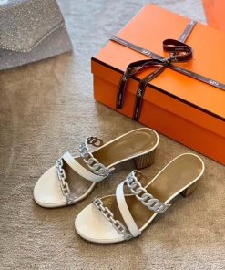 Hermes Ajaccio Sandal White For Women, Women’s Shoes H201171Z