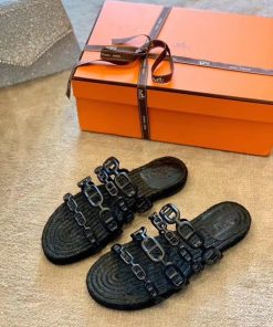 Hermes Ancone Espadrille Black For Women, Women’s Shoes H201147Z