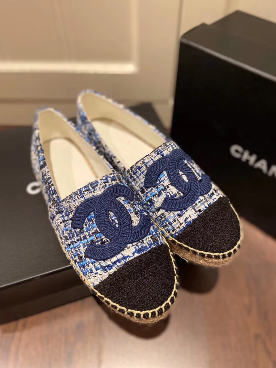 Chanel Espadrilles Navy Blue/Black For Women, Women’s Shoes G29762