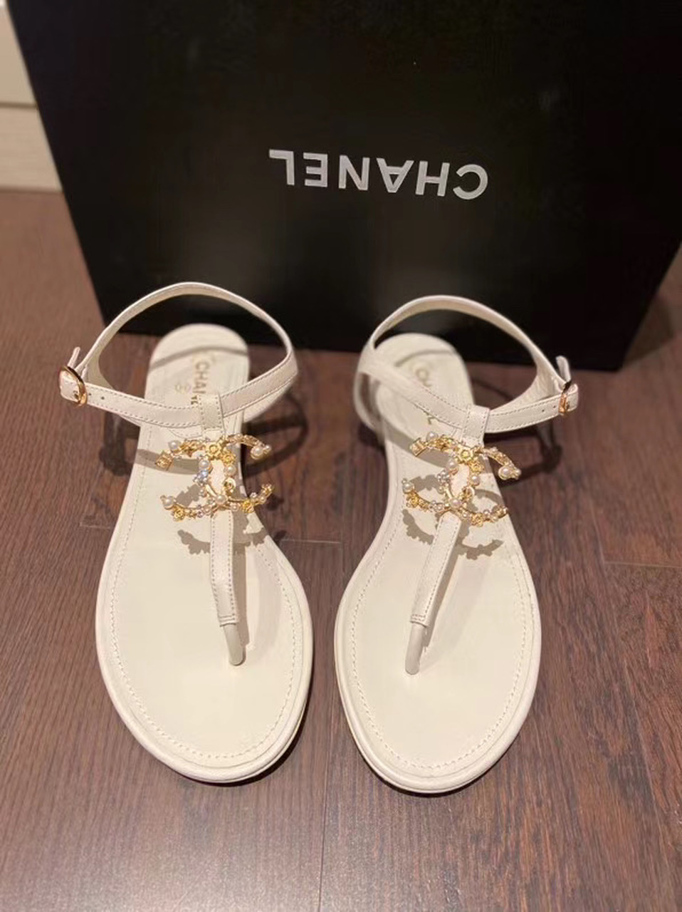 Chanel Sandals White For Women, Women’s Shoes G36238