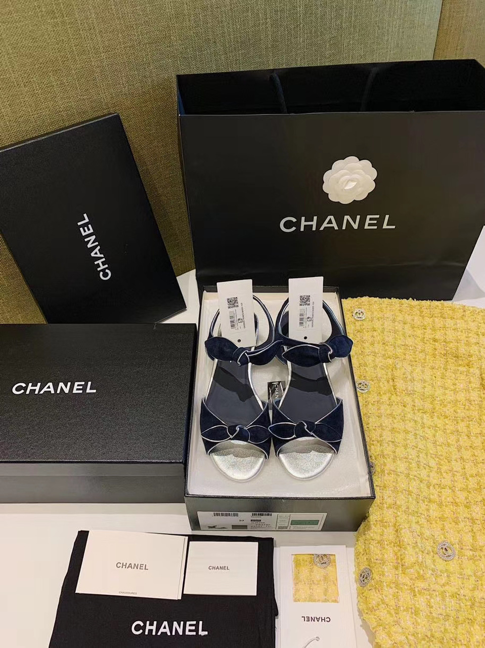 Chanel Sandals Navy Blue For Women, Women’s Shoes