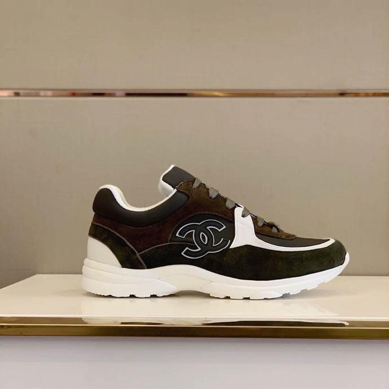 Chanel Sneakers Dark Green/Brown For Women, Women’s Shoes G34360