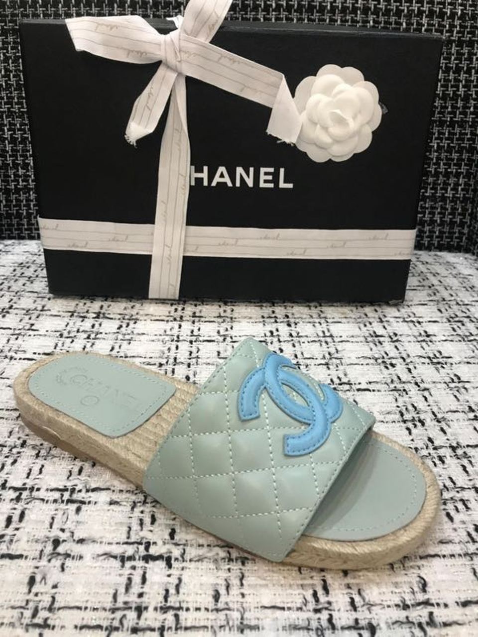 Chanel Espadrilles Mint Blue For Women, Women’s Shoes G35604