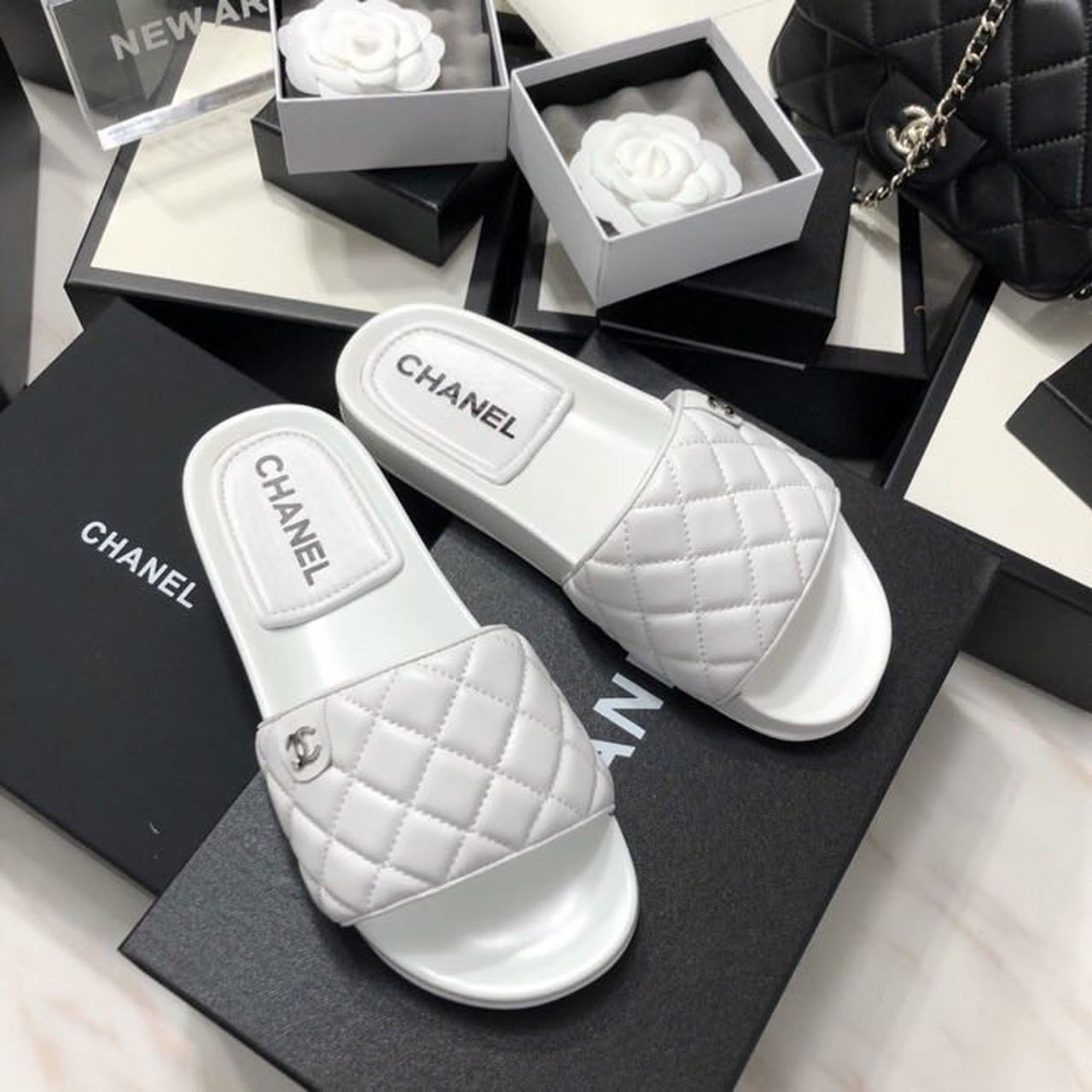 Chanel Mules White For Women, Women’s Shoes