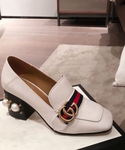 Gucci Women’s Mid-Heel Loafer White For Women GG