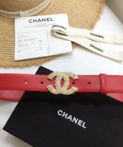 Chanel Belt With Beaded Buckle Red