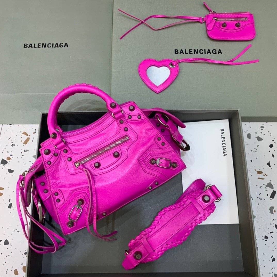 BALENCIAGA Neo Cagole XS Handbag In Dark Pink, For Women, Women’s Bags 10.2in/26cm