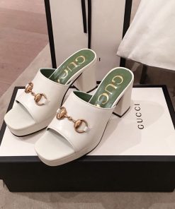 Gucci Horsebit Platform Mules Calfskin Leather Spring/Summer 2020 Collection, White
