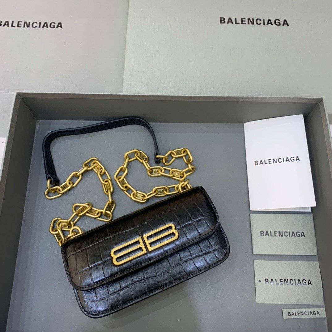 BALENCIAGA Gossip Small On Chain Shoulder Bag Black, For Women, Women’s Bags 7.4in/19cm