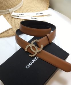 Chanel Belt With Beaded Buckle Brown