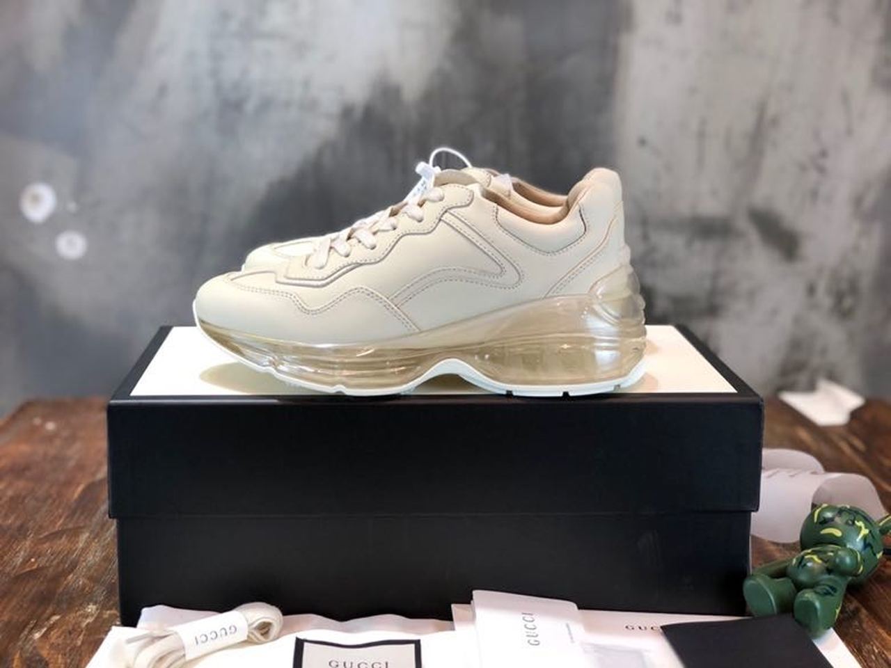 Gucci Rhyton Dad Transparent Sole Sneakers White For Women GG