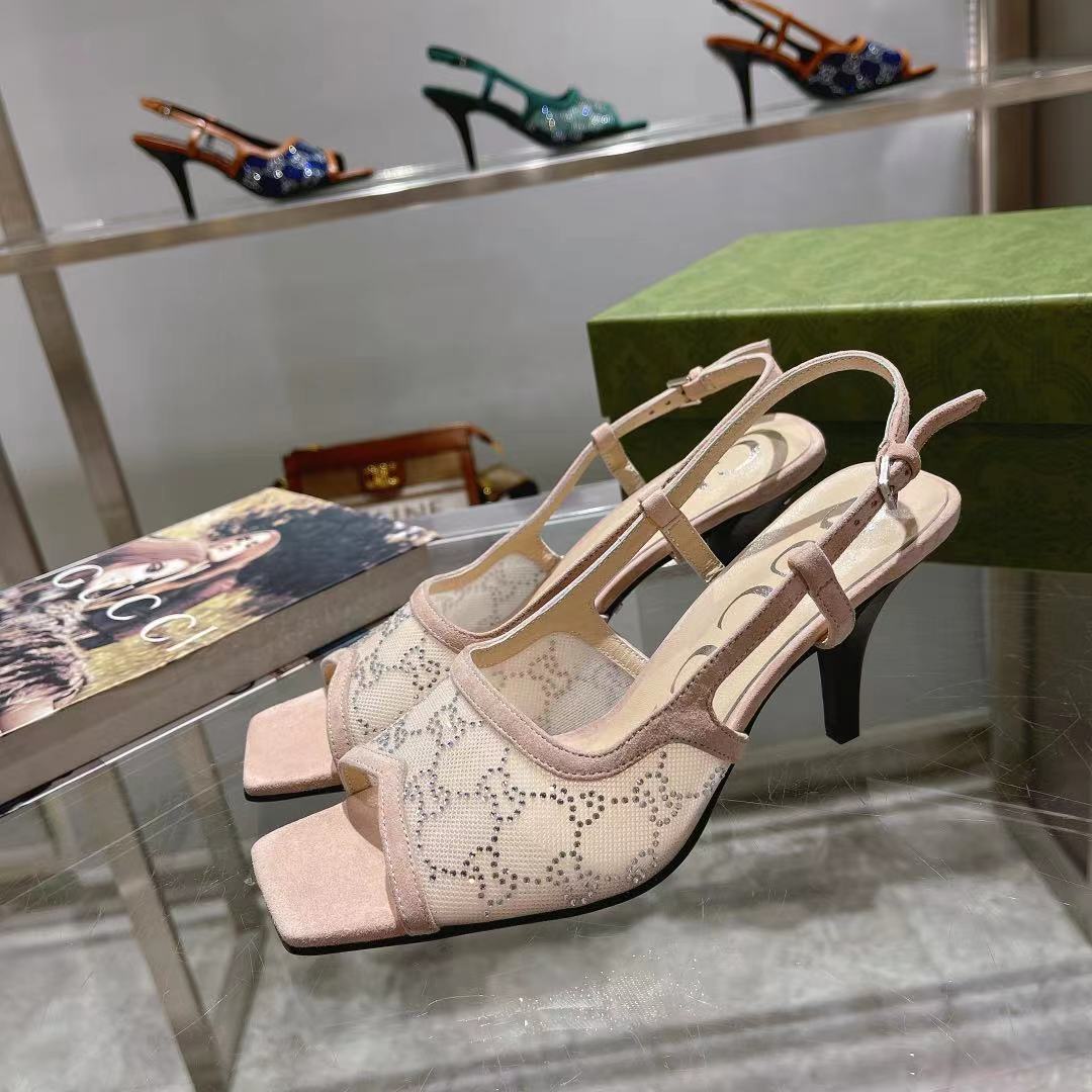 Gucci Women’s Gucci Slingback Mid-Heel Pump Beige For Women GG