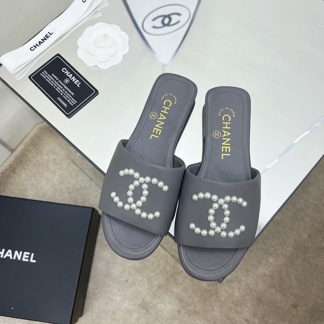 Chanel Mules Grey For Women, Women’s Shoes