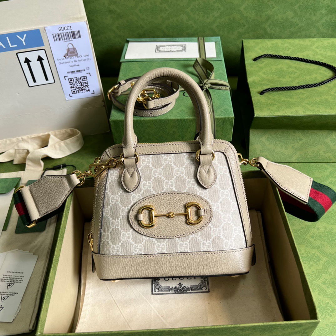 Gucci Horsebit 1955 Gucci Mini Bag Beige For Women, Women’s Bags 7.9in/20cm Gucci 677212 UULAG 9682