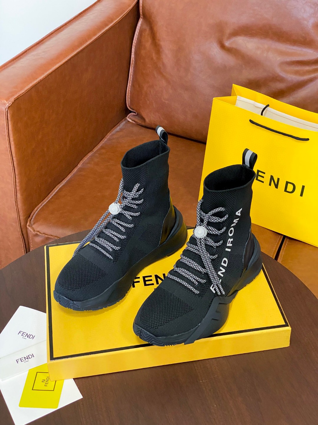 Fendi High Top Sneakers Black For Men