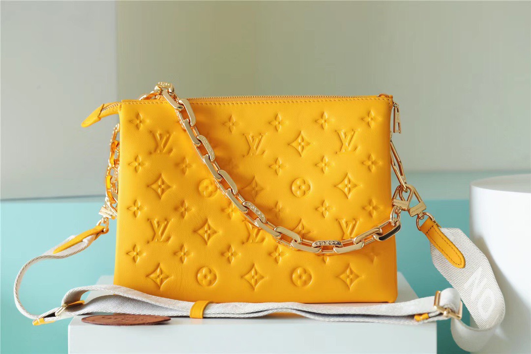 Louis Vuitton Coussin MM Monogram Yellow For Women, Women’s Handbags, Shoulder And Crossbody Bags 13.4in/34cm LV 