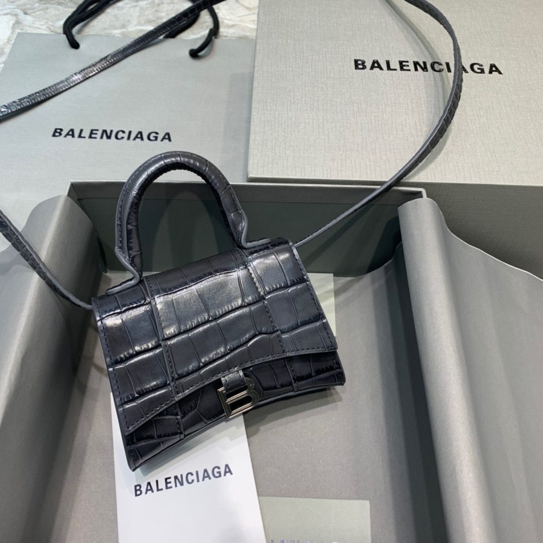 BALENCIAGA Hourglass Mini Handbag In Black, For Women, Women’s Bags 4.7in/12cm