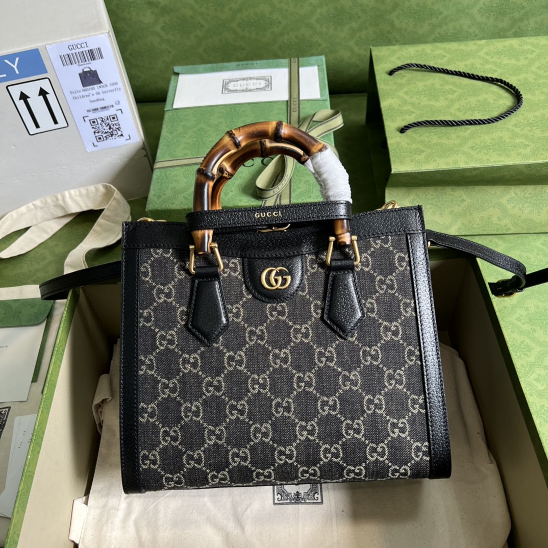 Gucci Diana Small Tote Bag Black For Women 10.6in/27cm Gucci 660195 17QDT 3177