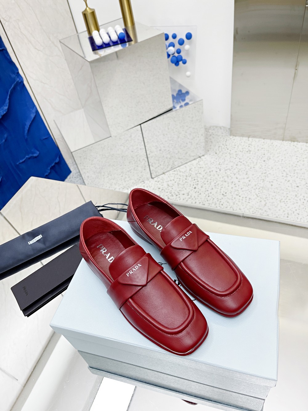 Prada Patent Loafers Burgundy For Women Prada