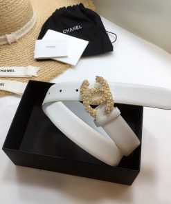Chanel Belt With Beaded Buckle White