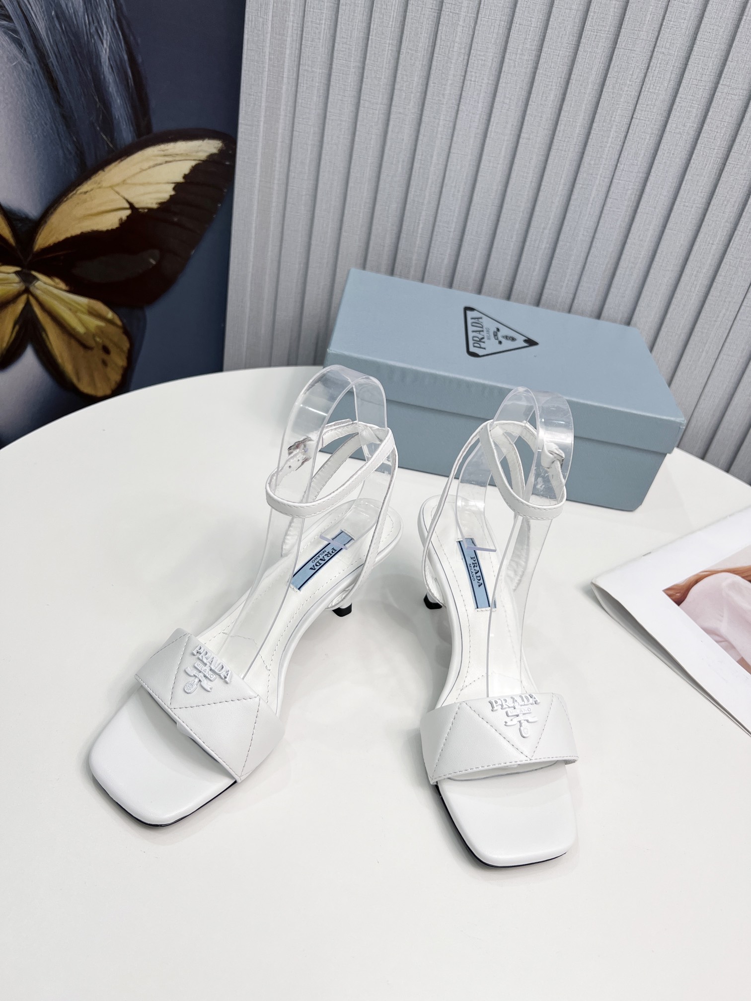 Prada Quilted Nappa Sandals White For Women 2.6in/65mm Prada
