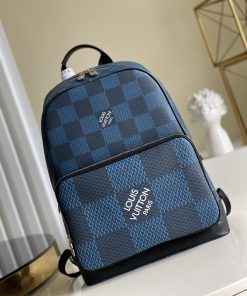 Louis Vuitton Campus Backpack Damier Graphite 3D Canvas Blue For Men, Men’s Bags 39cm LV N50008