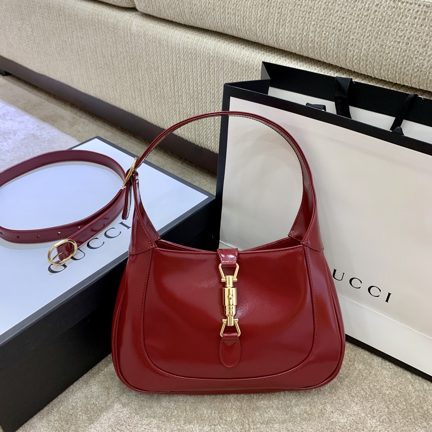 Gucci Jackie 1961 Small Shoulder Bag Red For Women 10.8in/27.4cm Gucci ‎636709 10O0G 6638