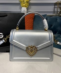 Dolce & Gabbana Medium Devotion Bag Silver For Women 9.5in/24cm
