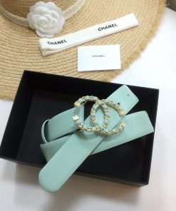 Chanel Belt With Double C Buckle Jade Green with Gold mix Jade Green Hardware Women Belt