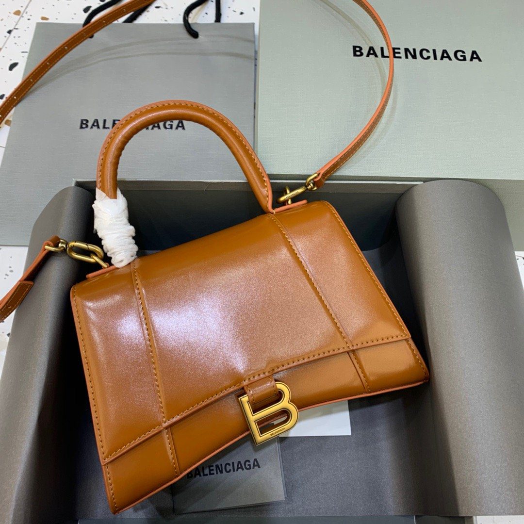 BALENCIAGA Hourglass Small Handbag In Brown, For Women, Women’s Bags 9in/23cm