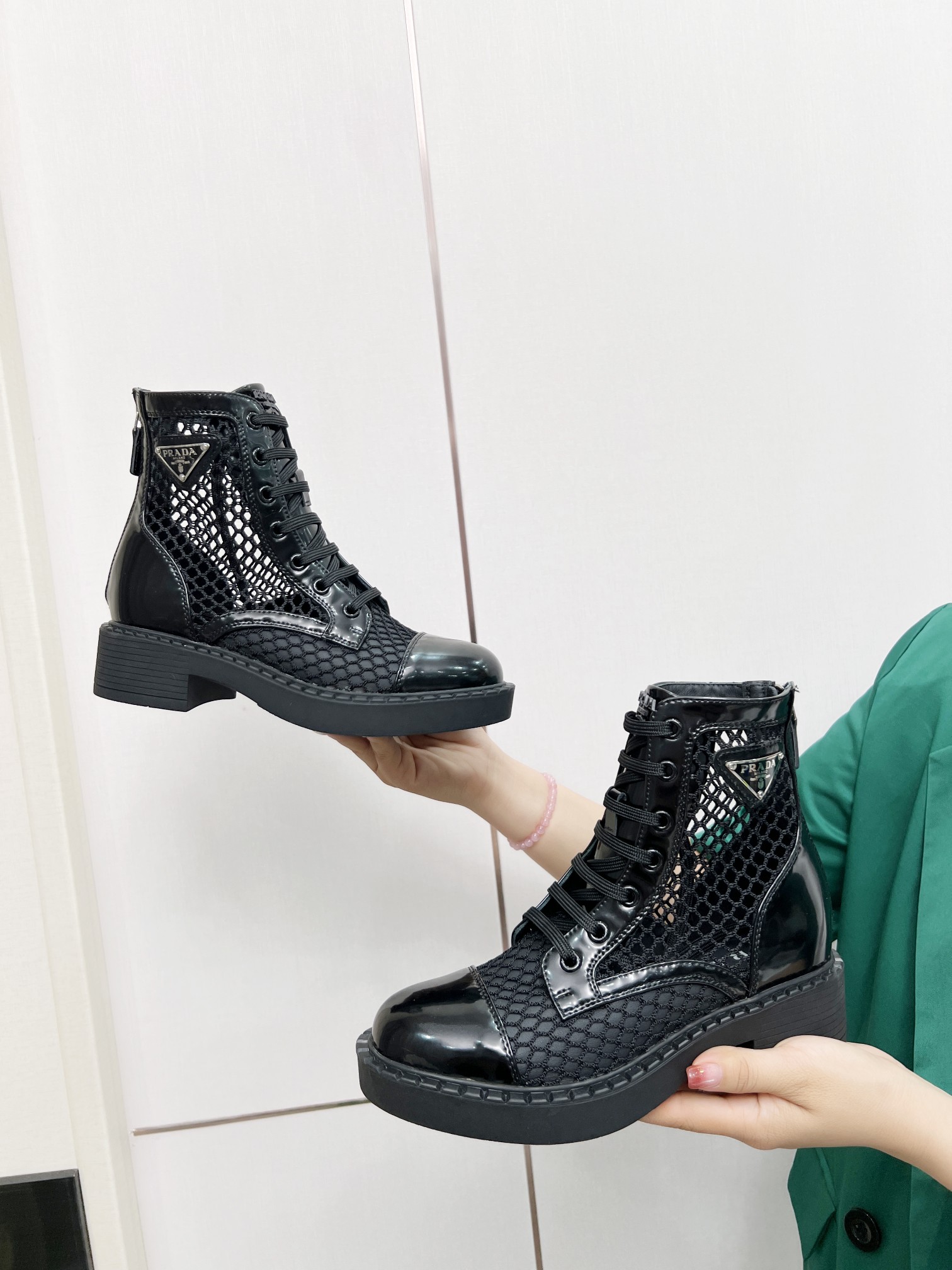 Prada Brushed And Mesh Boots Black For Women Prada SN_31C8C986868E