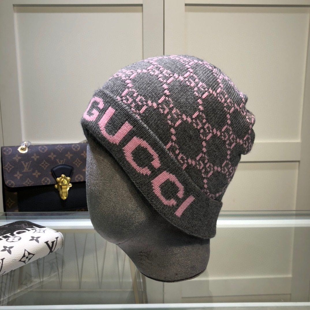 Gucci Beanie Cashmere In Grey