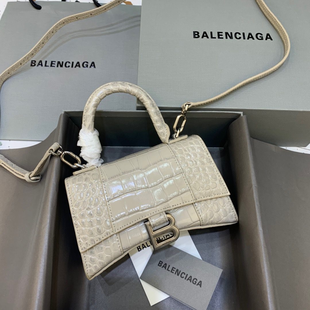 BALENCIAGA Hourglass XS Handbag In Beige, For Women, Women’s Bags 7.4in/19cm