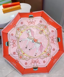 Hermes Pluie De H Folding Umbrella Orange