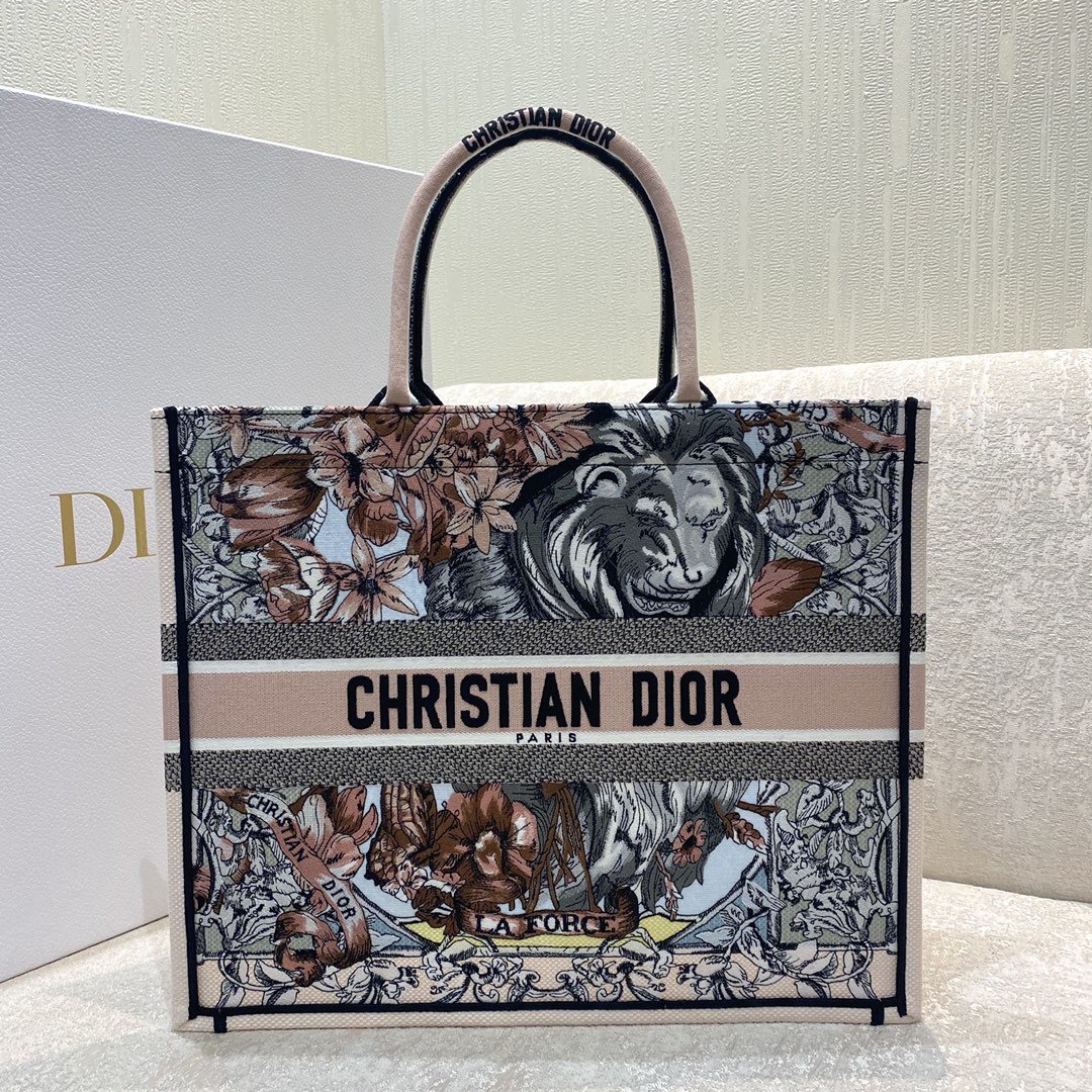 Christian Dior Medium Dior Book Tote Multicolor La Force Embroidery, Multicolor, For Women Women’s Handbags, Shoulder Bags, 42cm CD M1286ZFOR_M884