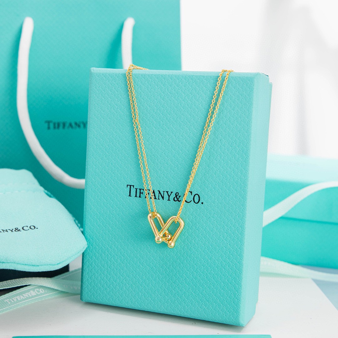 Tiffany & Co HardWear Double Link Pendant Necklace Gold Toned 63364223