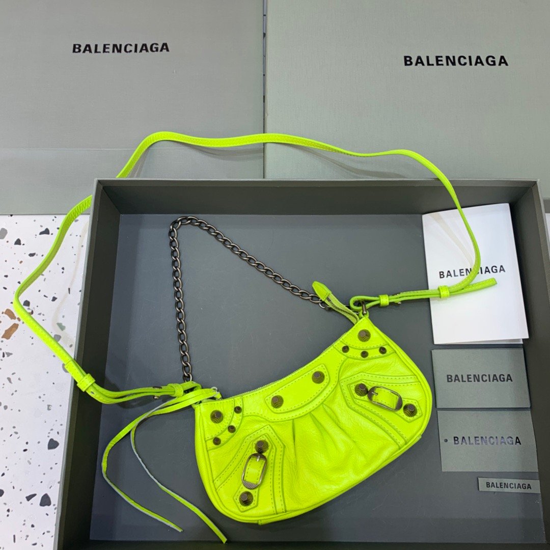 BALENCIAGA Le Cagole Mini Bag With Chain Light Green, For Women, Women’s Bags 8.2in/21cm