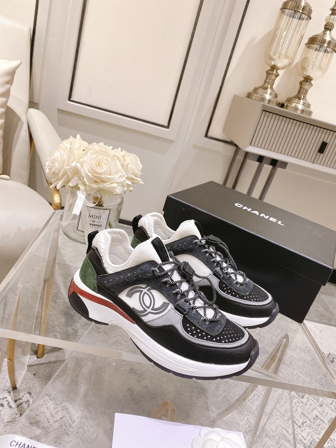 Chanel Women’s Camellia Flower Slingback Black And Dark Gray For Women G39488 Y56142 K4948