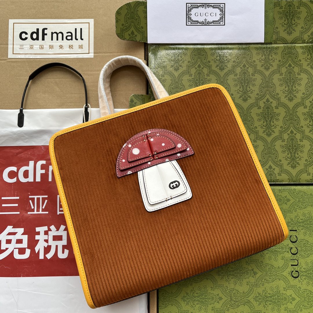 Gucci Children’s Mushroom Tote Bag Brown For Women, Women’s Bags 11.2in/28.5cm GG‎ ‎705042 2S8HN 2886