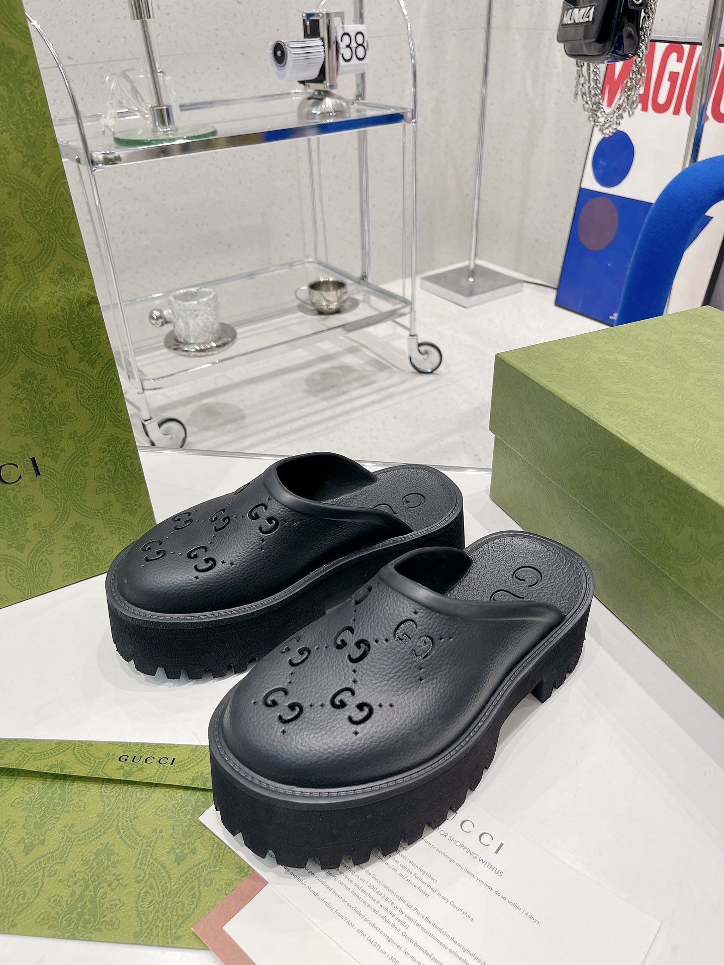 Gucci Women’s Platform Perforated G Sandal Black For Women Gucci ‎663577 JFB00 1000