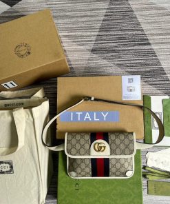 Gucci Ophidia Belt Bag Beige And Ebony Gucci Supreme Canvas, A Material With Low Environmental Impact For Men  8.7in/22cm Gucci 674081 96IWT 9794