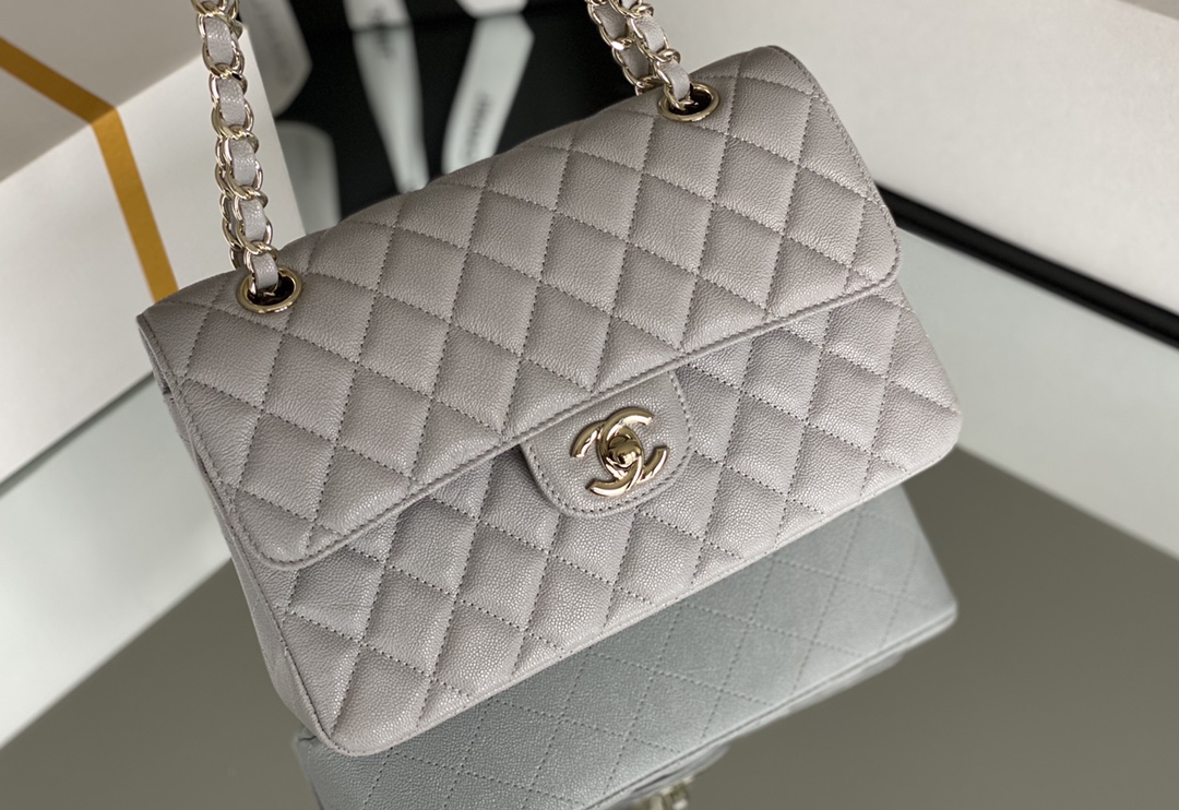 Chanel Classic Handbag 26cm Grey For Women A01112
