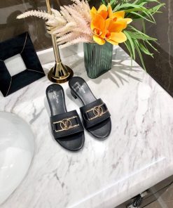 Louis Vuitton Lock It Mules Calfskin Leather Spring/Summer Collection Black