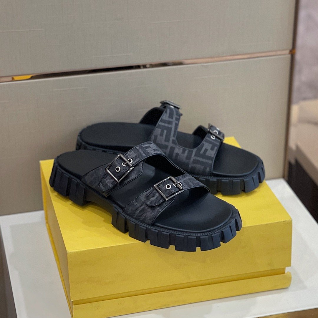 Fendi Force Black Sandals For Men 7X1419AU9