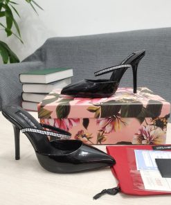Dolce & Gabbana Polished Mules With Embroidery Black For Women DG Shoes CI0150AY8558S488